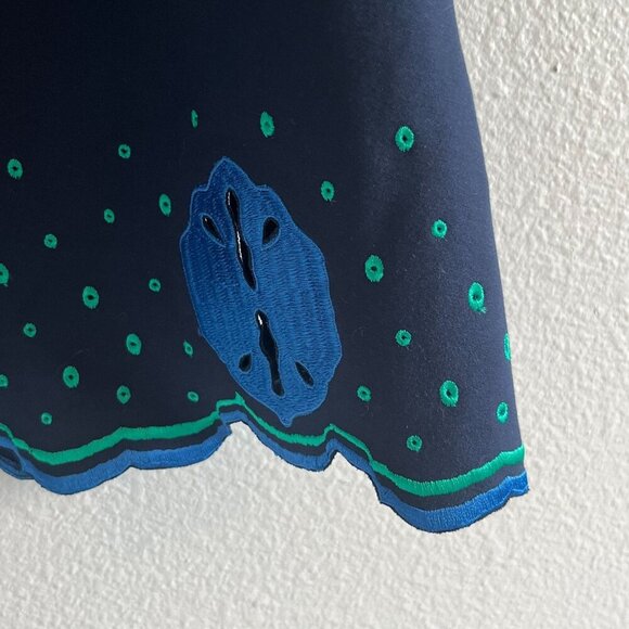 41 Hawthorn Paloma Embroidered Trim Dress Blue Green Sleeveless Size Small - Picture 3 of 10